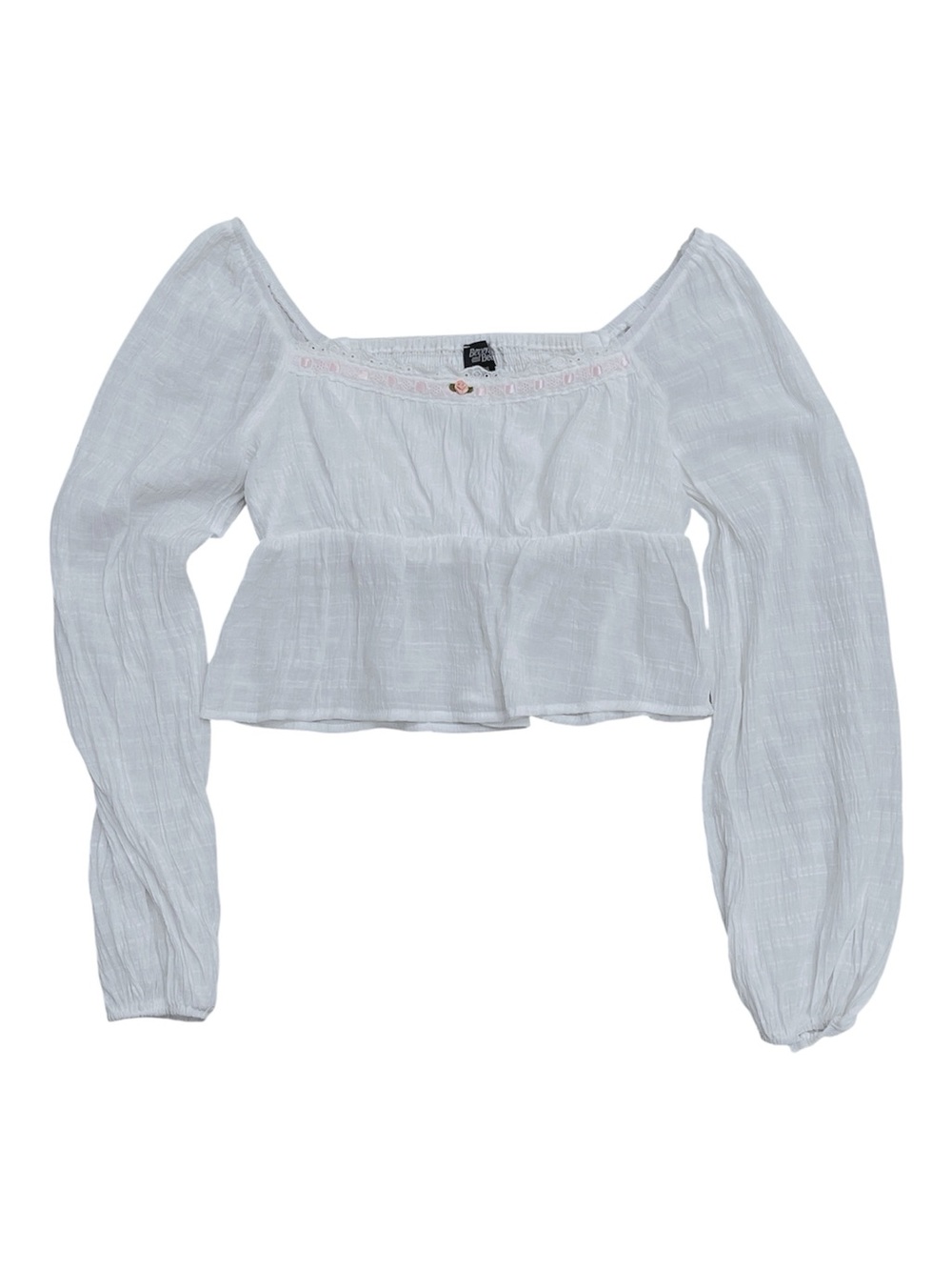 Beverly and Beck White Babydoll Off the Shoulder Peplum Top